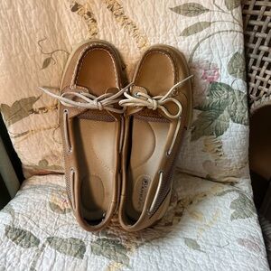 Sperry leather with canvas accents women’s boat shoes size 7.5